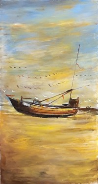 Abdul Hameed, 12 x 24 inch, Acrylic on Canvas, Seascape Painting, AC-ADHD-142